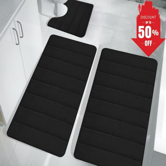 YgkuHd Bath Mats 4 Set YgkuHd Foam Bath Mat Set Bathroom Rugs For 3 Pcs Toilet Mats Soft Comfortable Water Absorption NonSlip ThickMachine WashableEasier To Dry Dark on Clearance