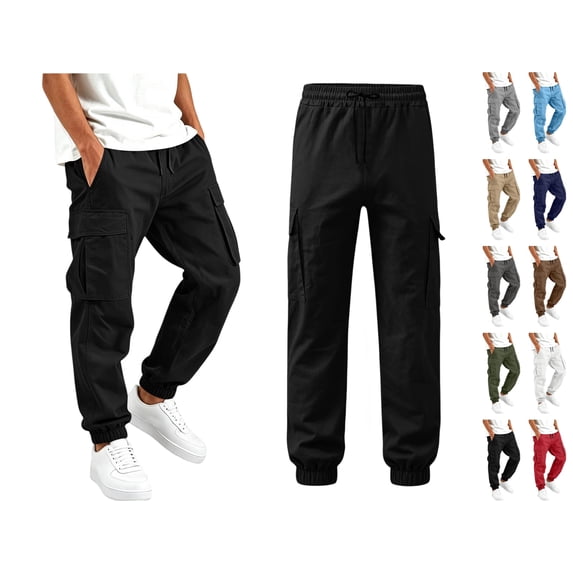 YgkuHd Boys Cargo Jogger Pants Cuffed Lightweight Pull on Elastic Waist with Pockets Outdoor Hiking Casual
