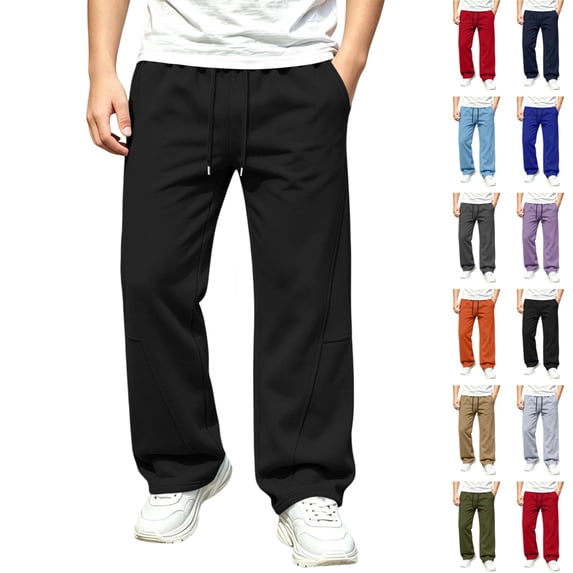 YgkuHd Boys Pull-On Sweatpants With Drawstring Elastic Waist And Pockets For School Outdoor Play Casual Wear Black 9-10 Years