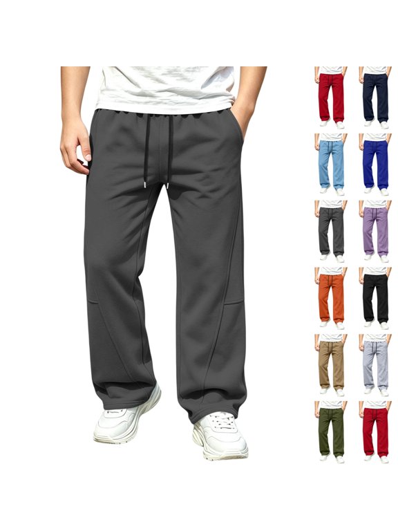 Boys Pull-On Sweatpants With Drawstring Elastic Waist And Pockets For School Outdoor Play Casual Wear Dark Gray 14-15Years