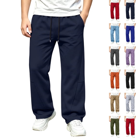YgkuHd Boys Pull-On Sweatpants With Drawstring Elastic Waist And Pockets For School Outdoor Play Casual Wear Navy 14-15Years