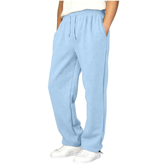 YgkuHd Boys Thick Fleece Sweatpants Lock Cuff Side Pocket Elastic Waist for Warm Outdoor Days Blue 10-11Years