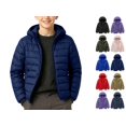 thumbnail image 1 of YgkuHd Boys and Girls Hooded Lightweight Puffer Jacket Solid Color Zip Up Casual Windproof Winter Coat for Teens 9-17 Years, 1 of 7