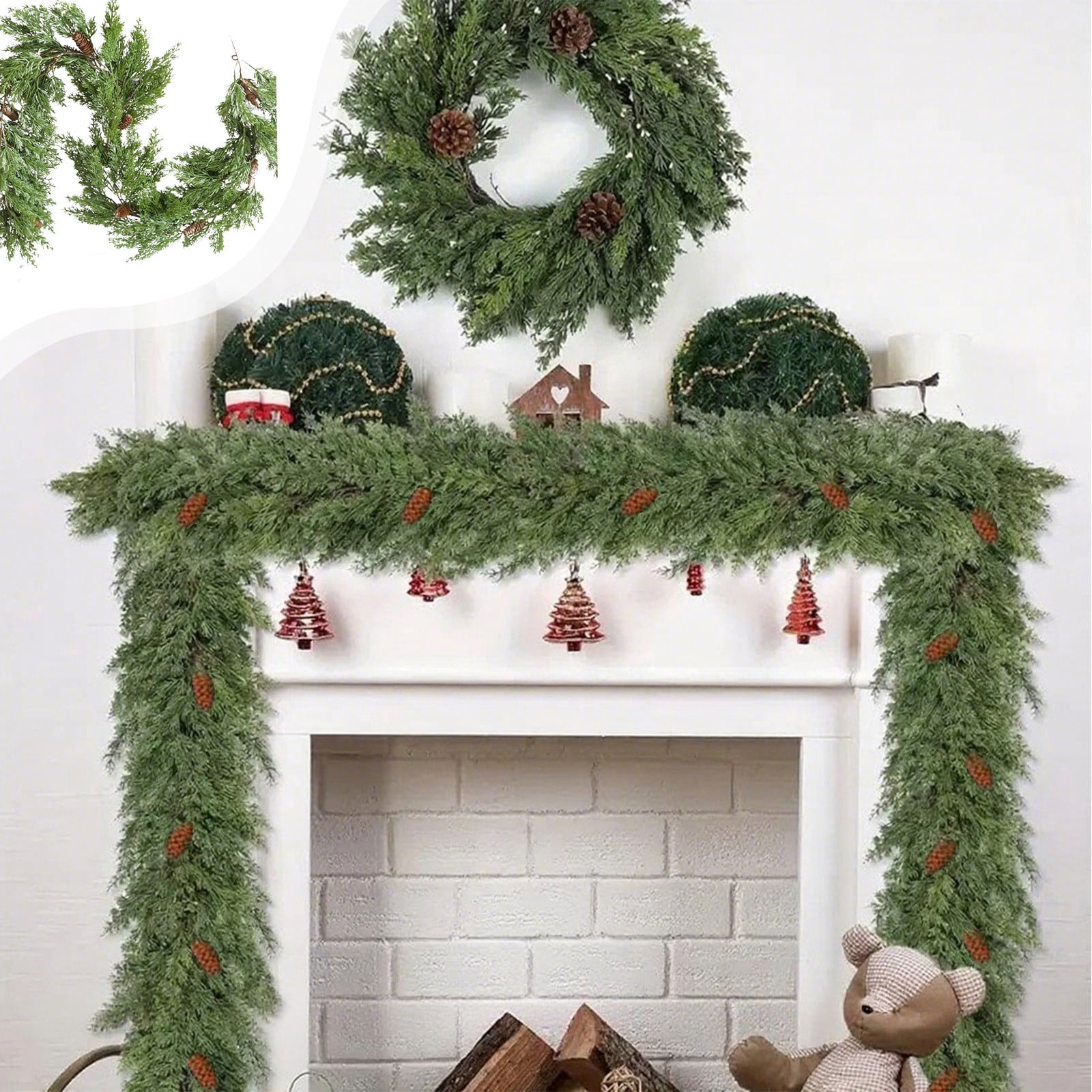 YgkuHd Christmas Garland,2Meter Christmas Pines Needle Wreath With ...