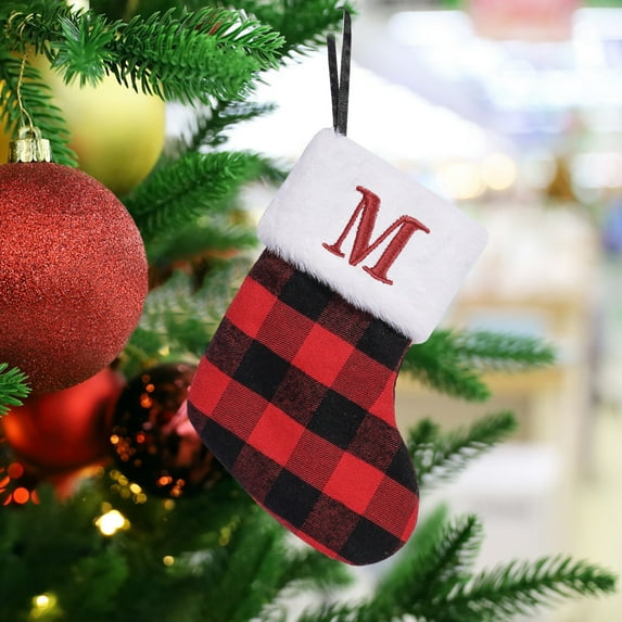 YgkuHd Christmas Stocking Christmas Ornaments Knitted Hosiery Wool Hosiery Embroidered Letter Children's Candy Gift Bag Christmas Stocking Gift Bag Christmas Stockings with Initials