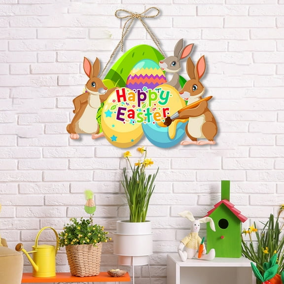 YgkuHd Easter Cute Rabbits Paper Door Hanging Party Scene Decoration Pendant Supplies Decoration Behind The Main Entrance Window Decoration