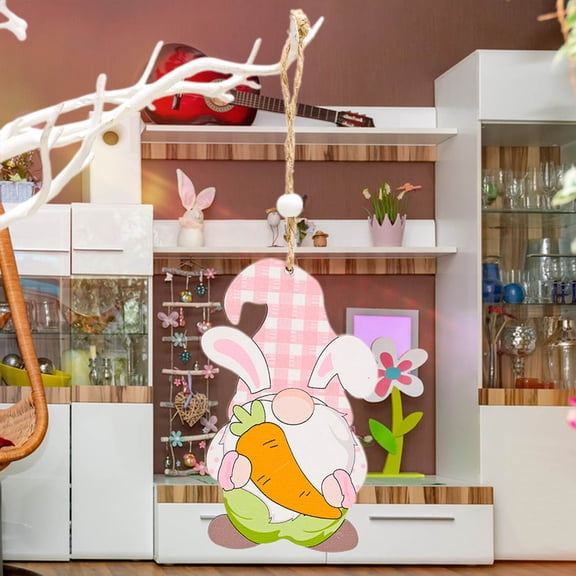 YgkuHd Easter Decorations Easter Wooden Rudolph Pendant Bunny Pendant Hanging Piece