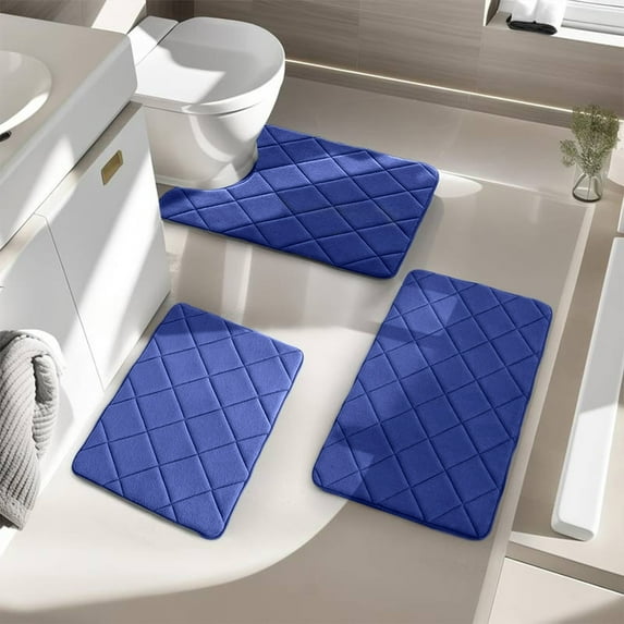 YgkuHd Foam Bath Mat 3 Set Bathroom Rugs For 3 Pcs Toilet Mats Universal Soft Comfortable Water Absorption Non-Slip Thick Machine Washable Easier To Dry Dark on Clearance