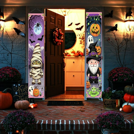 YgkuHd Halloween Couplet Party Door Curtain Carnival Party Layout Photo Couplet (11.81"x70.87")