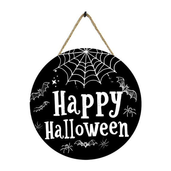 YgkuHd Halloween Welcome Door Sign 12In Wooden Hanging Decor for Wall Front Door and Window Indoor Outdoor Halloween Decoration Black,Black-11.8in