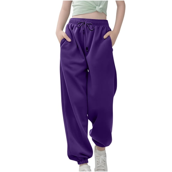 YgkuHd Boys Thick Fleece Lined Sweatpants Side Pocket Elastic Waist for Outdoor Sports Play