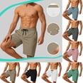 thumbnail image 1 of YgkuHd Men's Cargo Shorts Men Casual Fashion Solid Shorts With Pocket Elastic Waist Short Pants Men's Big and Tall Cargo Shorts,Khaki_L, 1 of 10