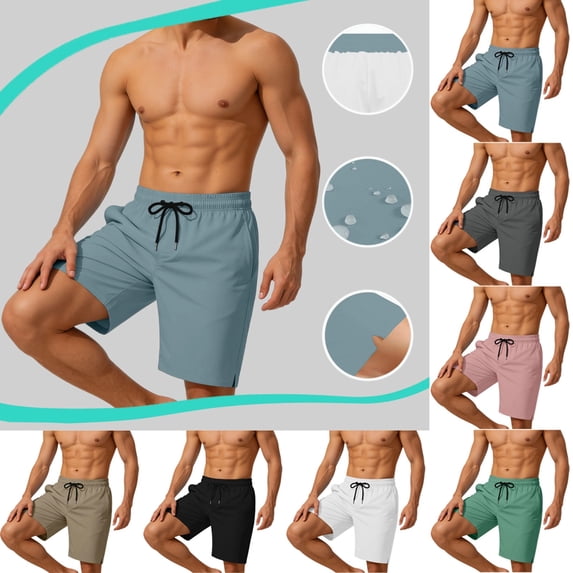 YgkuHd Men's Cargo Shorts Men Casual Fashion Solid Shorts With Pocket Elastic Waist Short Pants Men's Big and Tall Cargo Shorts,Navy_L