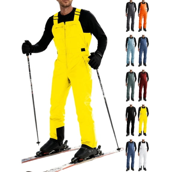 YgkuHd Men's Ski Bib Pants Waterproof Windproof Insulated One Piece Snowboard Overalls with Adjustable Shoulder Straps for Winter Outdoor Sports Camping Hiking Daily Commute Casual Wear