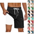thumbnail image 1 of YgkuHd Men's Solid Quick Dry Swim Trunks with Mesh Liner, Breathable Beach Shorts with Multi Pockets & Drawstring Waist for Summer Beach & Water Sports,01-Black_S, 1 of 6