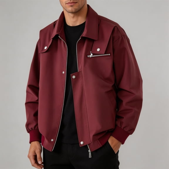 YgkuHd Men's Waterproof Raincoat Men's Jacket Style Workwear Flight Jacket Windbreaker Vintage Functional College Style Coat Lightweight Rain Jacket Packable Outdoor Hooded Windbreaker