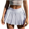 thumbnail image 1 of YgkuHd Mini Skirts for Women Casual Fashion Solid Color Pleated Skirt High Waist Thin Zipper Skirt Work Skirt with Pocket,White_M, 1 of 8
