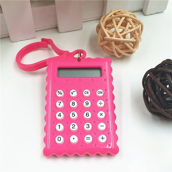 YgkuHd Portable Student Mini Calculator Exam High Appearance Cute Keychain Maze Computer,Hot Pink