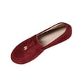 thumbnail image 1 of YgkuHd Slip-On Loafers for Women Vintage Round Toe Low-Cut Flats with Soft Sole and Breathable Cloth Upper, Comfortable Plus Size Spring Winter Casual Shoes,Red_41, 1 of 9