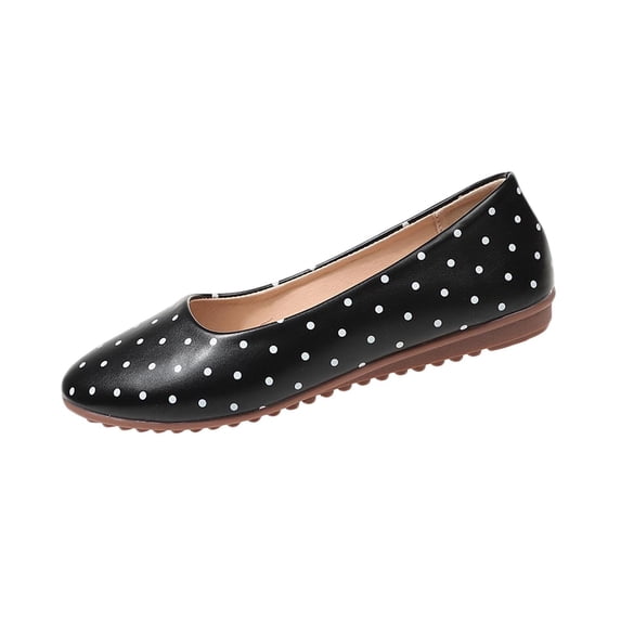 YgkuHd Slip-On Loafers for Women Polka Dot Print Casual Shoes, Trendy Plus Size Spring Summer Comfortable Footwear,Black_41
