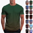 thumbnail image 1 of YgkuHd Summer Shirts for Men, Men's Gradient Stripe Print Crew Neck T-Shirt | Moisture Wicking Athletic Short Sleeve Tee for Workout, Casual & Everyday Wear, 1 of 6