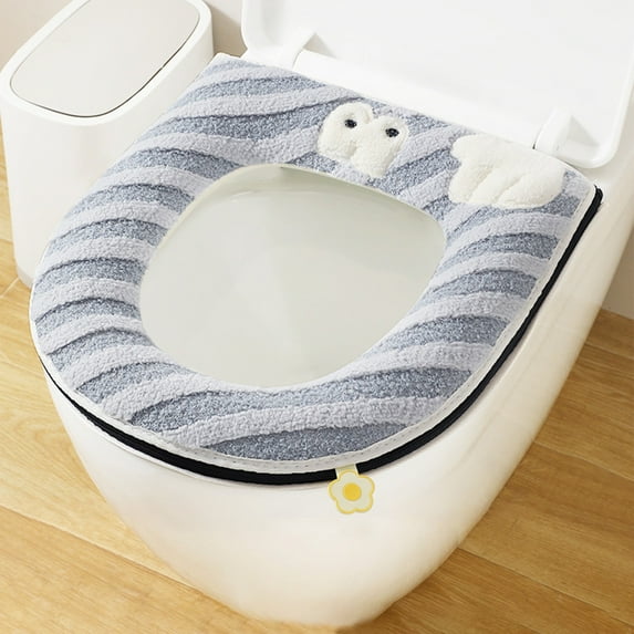 YgkuHd Toilet Seat Cover, Thickened Universal Toilet Seat Cushion Sitting Toilet Cover Warm Version Washable Toilet Seat Cushion Household Toilet Collar Washable D Shapetoilet Seat Cushion (Gray)