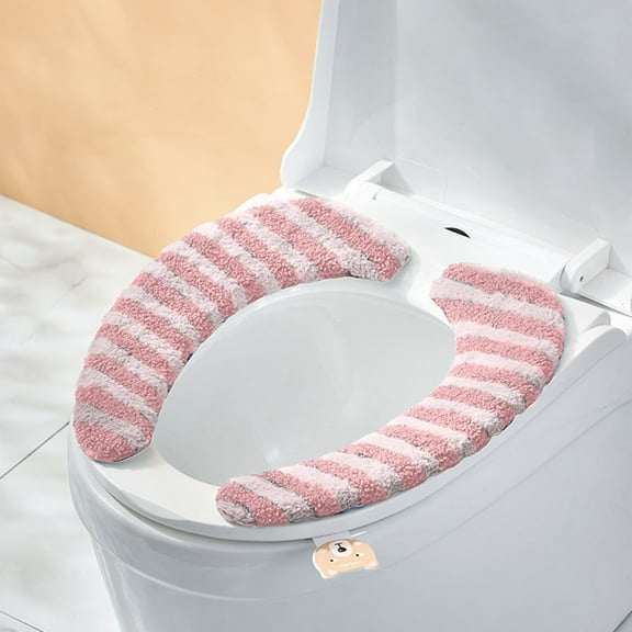 YgkuHd Toilet Seat Cover, Toilet Seat Cushion Fall And Winter Thickened Thermal Insulation Toilet Seat Paste Paste Type Toilet Seat Universal Toilet Seat A Set Of Two Piece (Pink)