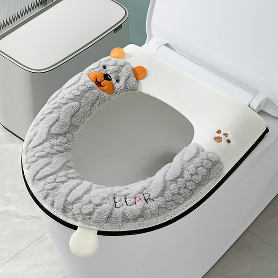 YgkuHd Toilet Seat Cover, Winter Models Of The Toilet Seat Plushs Toilet Seat Cushion Thickened Toilet Seat Washable Toilet Seat Washers Washable D Shapetoilet Seat Cushion (Gray)