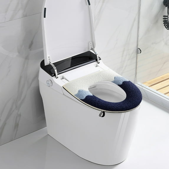YgkuHd Toilet Seat Cover, Zipper Model Toilet Seat Household Embroidery Sitting Washer Toilet Seat Cover Cute Washer Four Seasons Universal Toilet Seat (Dark Blue)