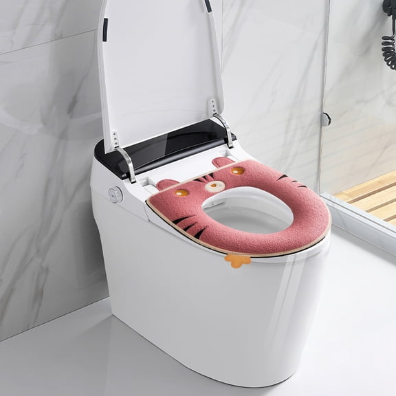 YgkuHd Toilet Seat Cover, Zipper Model Toilet Seat Household Embroidery Sitting Washer Toilet Seat Cover Cute Washer Four Seasons Universal Toilet Seat Washable D Shapetoilet Seat Cushion (Pink)