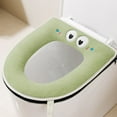 thumbnail image 1 of YgkuHd Toilet Seat Cover, Zipper Model Toilet Seat Household Embroidery Sitting Washer Toilet Seat Cover Cute WasherUniversal Toilet Seat Washable D Shapetoilet Seat Cushion (Green), 1 of 6