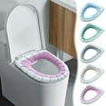 thumbnail image 1 of YgkuHd Toilet Seat Cover, Color Contrast Toilet Cushion Knitted Toilet Cover Winter Warm Toilet Seat Household Toilet Cushion Washable D Shapetoilet Seat Cushion (E), 1 of 6