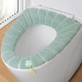 thumbnail image 1 of YgkuHd Toilet Seat Cushion, Household Four Seasons Universal Toilet Seat Thickened With Handle Winter Toilet Ring Washable Sets Wear Knitted Toilet Seat Washable D Shapetoilet Seat Cushion (Green), 1 of 6