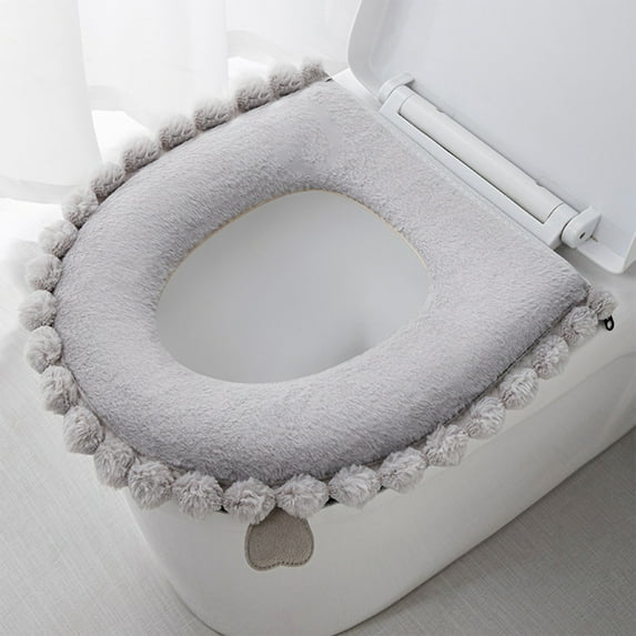 YgkuHd Toilet Seat Cushion, Thickened Universal Toilet Seat Cushion Sitting Toilet Cover Warm Version Washable Toilet Seat Cushion Household Toilet Collar Washable D Shapetoilet Seat Cushion (Gray)