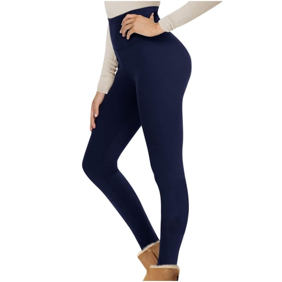 YgkuHd Winter Leggings for Women Fleece Lined High Waist Warm Stretchy Yoga Pants Cold Weather Gym,Navy_5XL