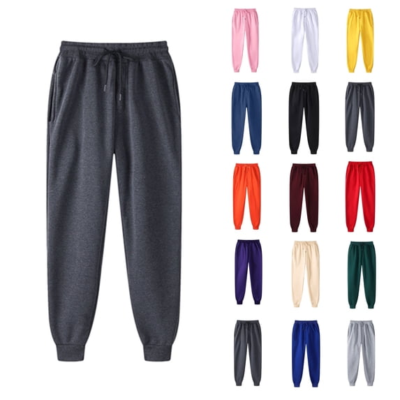 YgkuHd Women Men Sweatpants Sport Pants Drawstring Sweatpant Comfy Fleece Fall Winter Joggers Pants with Pockets,Dark Gray_XL
