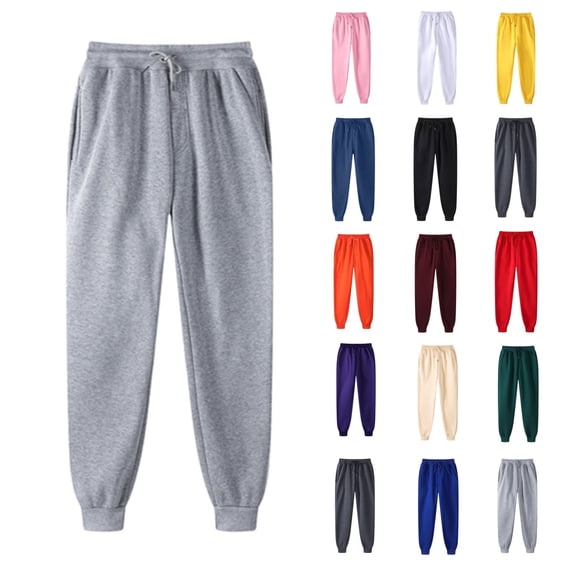 YgkuHd Women Men Sweatpants Sport Pants Drawstring Sweatpant Comfy Fleece Fall Winter Joggers Pants with Pockets,Gray_S