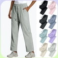 thumbnail image 1 of YgkuHd Women's Athletic Pants Unisex Quick Dry Casual Pants, Lightweight Breathable Elastic Waist Straight Drawstring Leg Lounge Pants for Summer,Gray_XL, 1 of 7