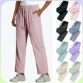 thumbnail image 1 of YgkuHd Women's Athletic Pants Unisex Quick Dry Casual Pants, Lightweight Breathable Elastic Waist Straight Drawstring Leg Lounge Pants for Summer,Pink_XL, 1 of 7
