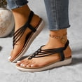 thumbnail image 1 of YgkuHd Women's Casual Flat Sandals Multi-Strap Toe-Post Design Cushioned Contoured Platform Sole Adjustable Ankle Black,6, 1 of 9