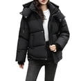 thumbnail image 1 of YgkuHd Women's Casual Oversized Hooded Quilted Puffer Jacket Windproof Snap Placket Long Sleeve Winter Coat for Daily Commute Outdoor Wear, 1 of 8