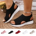 thumbnail image 1 of YgkuHd Women's Casual Platform Sandals Knitted Mesh Hollow Out Upper Peep Toe Slingback Stretch Knit EVA Thick Sole Black,5.5, 1 of 10