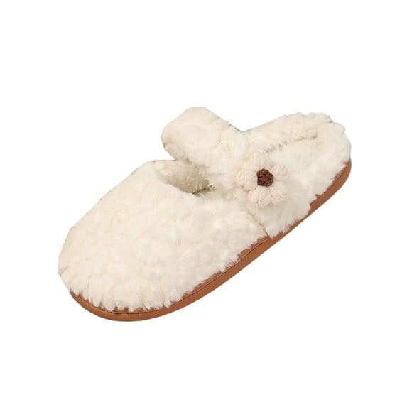 YgkuHd Women's Fluffy Winter Slippers Closed Toe Cotton House Shoes Warm Cozy Indoor Home Slippers Non Slip