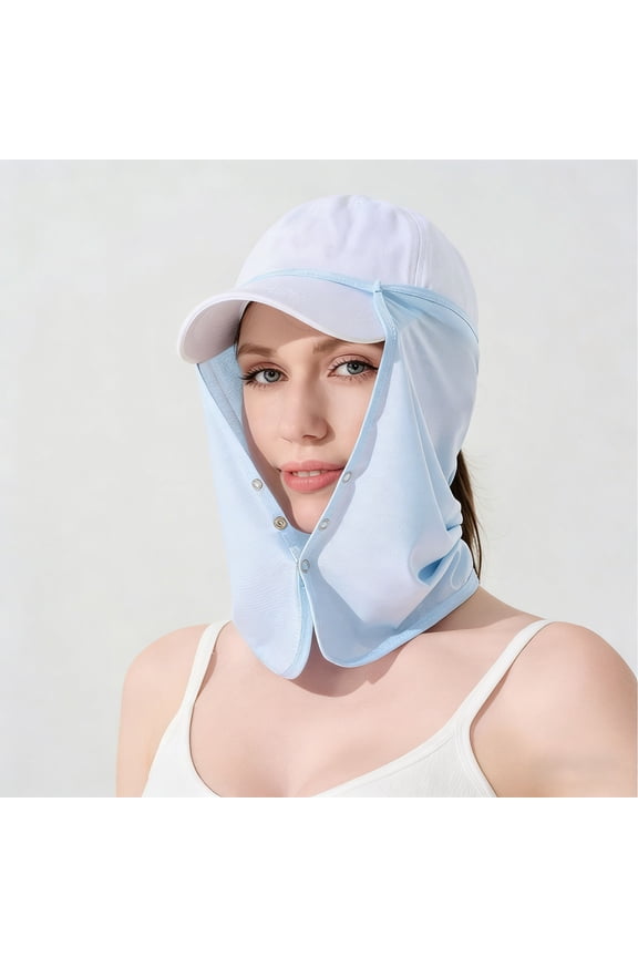 Women's Ice Silk Sun Visor Hat with Neck Flap, UPF 50+ UV Protection Adjustable Baseball Cap for Outdoor