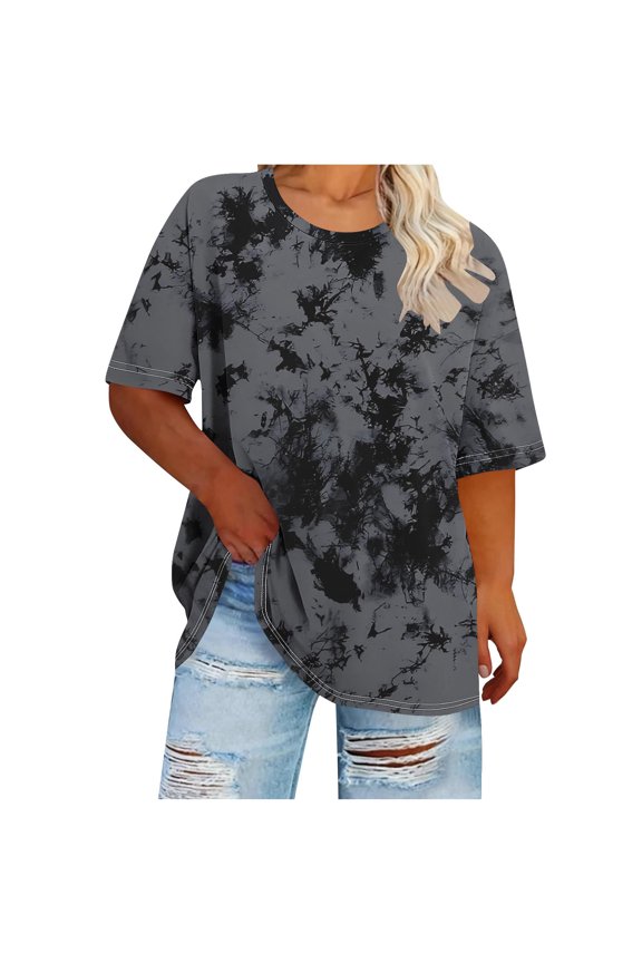Women's Plus Size Crew Neck Short Sleeve T-Shirt – Solid Color Casual Loose Fit Spring Summer Tops for Curvy Women (XL to 5XL)