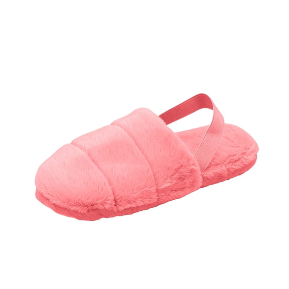 YgkuHd Women's Soft Fuzzy Closed Toe House Slippers with Back Strap Warm Cozy Indoor Bedroom Slide Slippers Winter