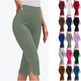 thumbnail image 1 of YgkuHd Women's Summer High Waisted Solid Color Capris Matching Slim Fitting Yoga Gym Pants Leggings Dark Gray 2_L, 1 of 10