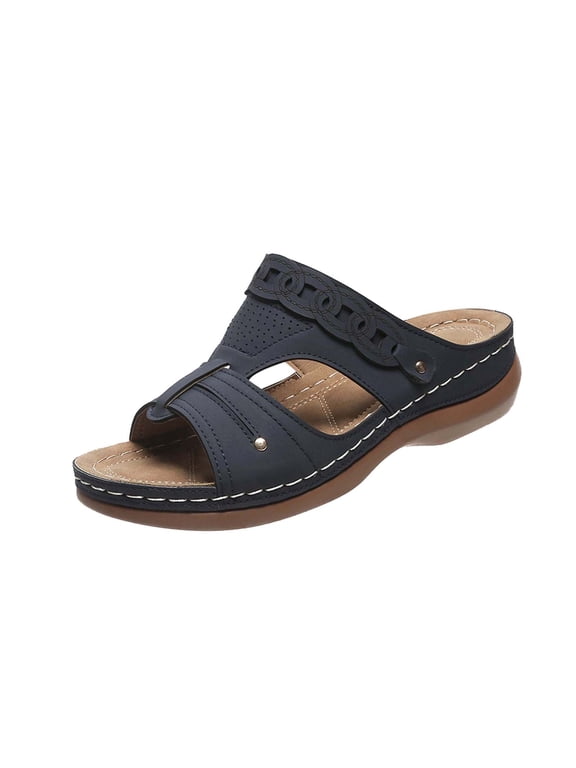 Women's Summer Slippers,Women Sandals Platform Sandals Plus Size Open Toe Casual Minimalism Patent Leather Slipper Fashionable Style, Versatile Design, Breathable, Comfortable Fit