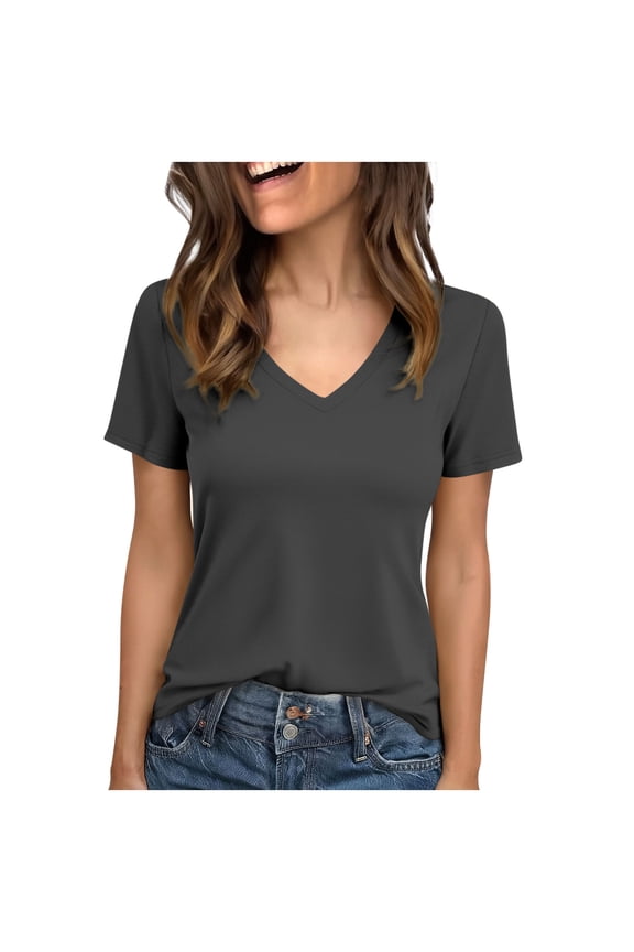 Women's V-Neck Darted Blouse With Cinched Waist And Short Sleeves