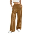 thumbnail image 1 of YgkuHd Women's Wide Leg Track Pants with Pockets High Waisted Elastic Sweatpants Side Stripe Casual Lounge Workout Pants,Brown_M, 1 of 8